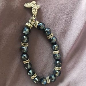 Beaded Bracelet with Butterfly Charm